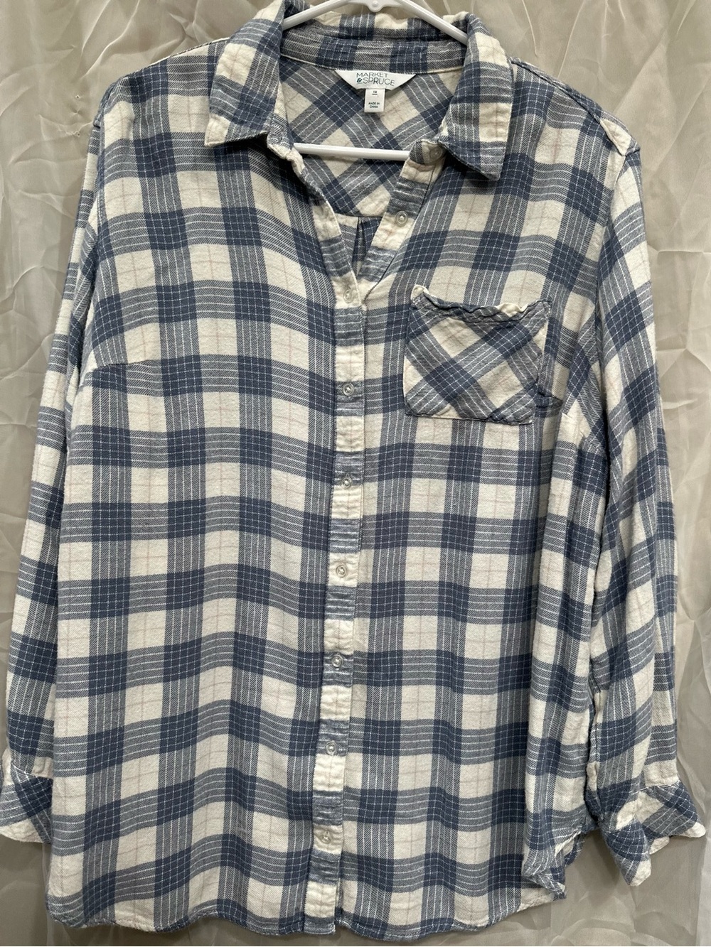 Market & Spruce - Blue & White Plaid Button-Up Shirt